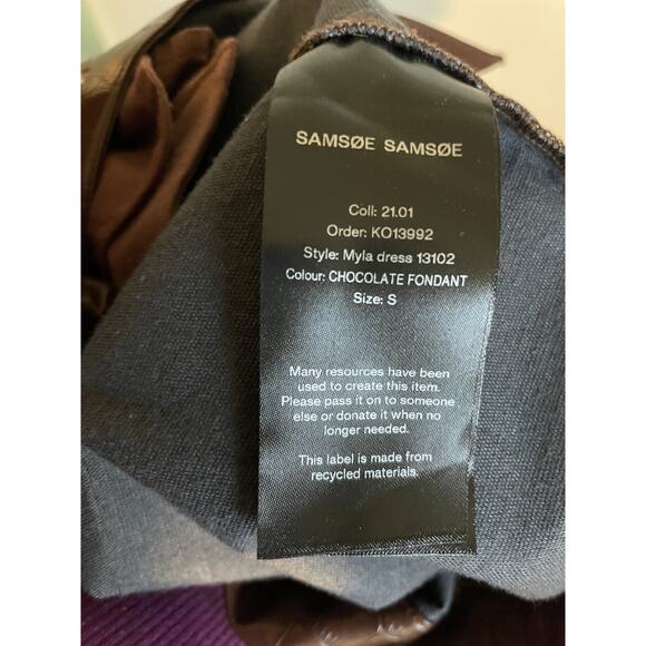 Womens Samsoe Samsoe Myla Alligator Shirt Dress Chocolate Fondant Size S - Picture 6 of 6